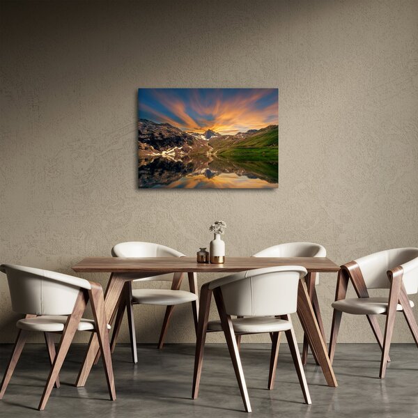 Obraz - Odbicie w górskim jeziorze (70x50 cm)
