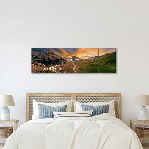 Obraz - Odbicie w górskim jeziorze (170x50 cm)