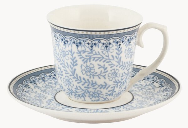 Komplet filiżanek ze spodkiem z porcelany Blue Dream, 2 elem