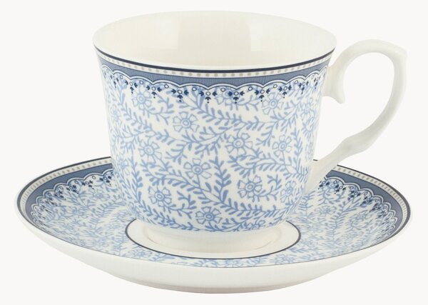 Komplet filiżanek ze spodkiem z porcelany Blue Dream, 2 elem