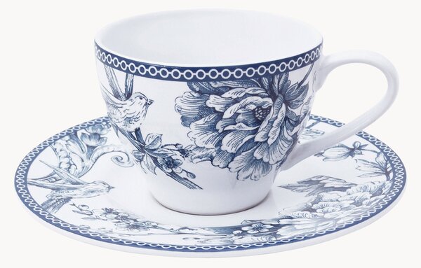 Komplet filiżanek ze spodkami z porcelany Kensington, 4 elem