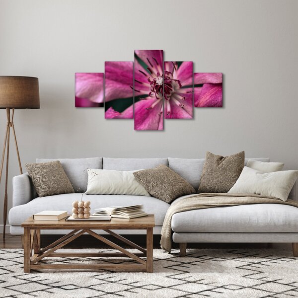 Obraz różowego kwiatu powojnika (125x70 cm)
