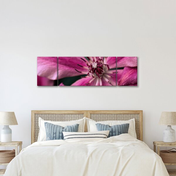 Obraz różowego kwiatu powojnika (170x50 cm)