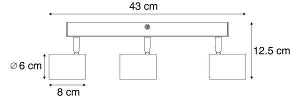 Lampa sufitowa czarna z drewnem, 3-punktowa, regulowana, prostokątna - Jeana