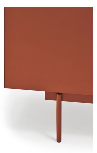 Ceglasto-naturalna niska komoda w dekorze dębu 180x78 cm Otto – Teulat