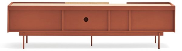 Ceglasto-naturalna szafka pod TV w dekorze dębu 180x45 cm Otto – Teulat