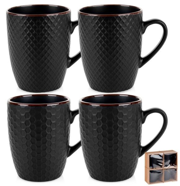 Kubki ceramiczne czarne 400 ml 4 szt