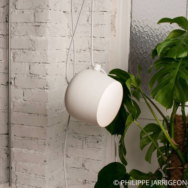 FLOS Lampa wisząca designerska AIM Small, możliwość ściemniania, biały / opal, salon / jadalnia, aluminium, design