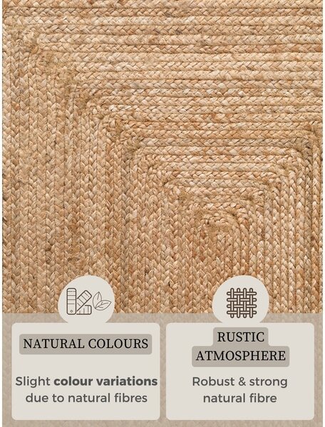 Chodnik z juty dwustronny/tkany ręcznie w naturalnym kolorze 80x200 cm Juno – Hanse Home