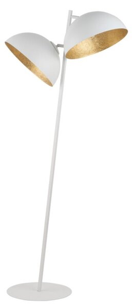 Lampa podłogowa pochylona biała dwie biało-złote kopuły 2xE27 15W Sfera Sigma Lighting