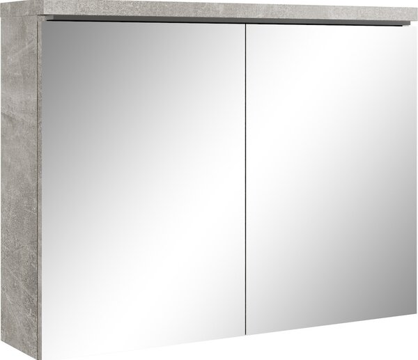 Szafka azienkowa z lustrem Paso 80 x 60 cm Betonowy szary - szafka azienkowa z lustrem i 2 drzwiami