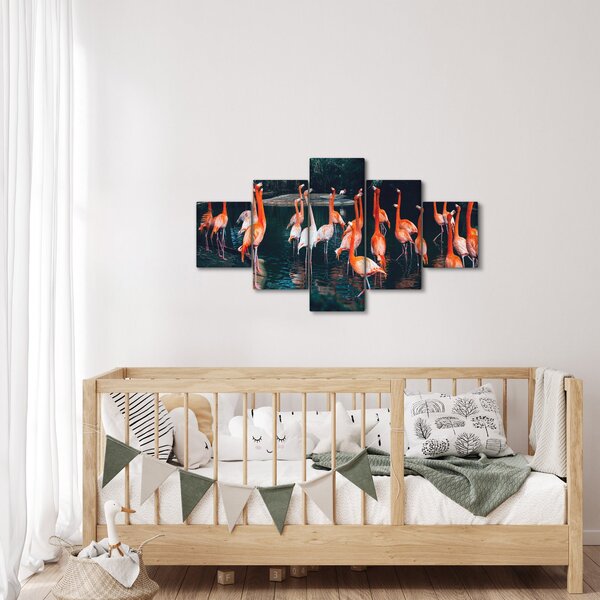 Obraz stada flamingów (125x70 cm)