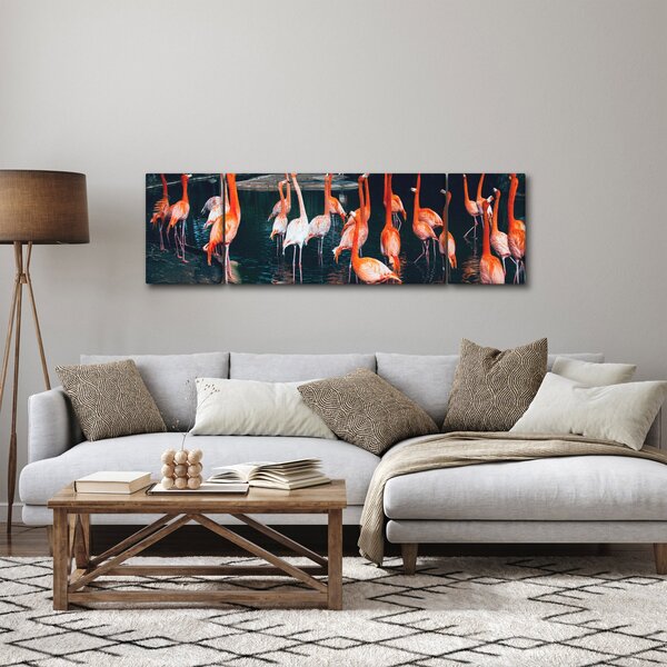 Obraz stada flamingów (170x50 cm)
