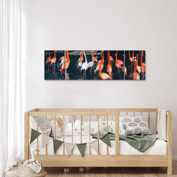 Obraz stada flamingów (170x50 cm)