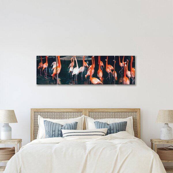 Obraz stada flamingów (170x50 cm)