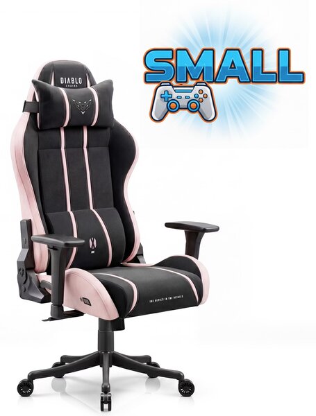 Fotel gamingowy młodzieżowy Diablo X-One Small Size materiałowy, Akira Pink