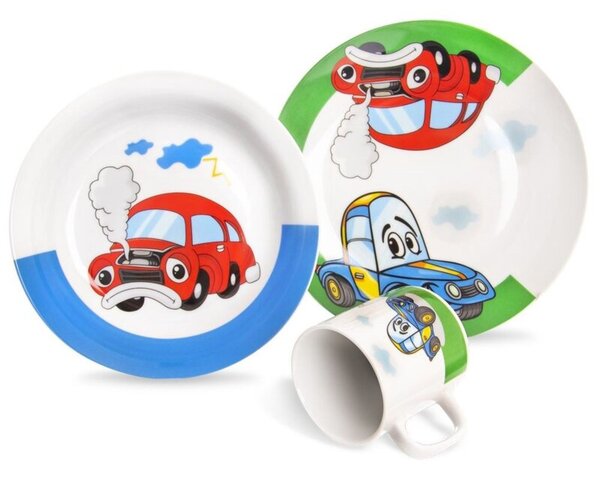 Zestaw śniadaniowy dziecięcy porcelanowy AUTO 3 el