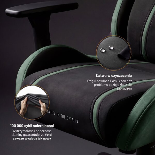 Fotel gamingowy młodzieżowy Diablo X-One Small Size materiałowy, Forest Green