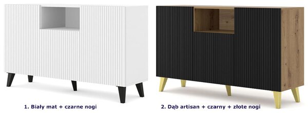 Komoda z lamelami dąb artisan + czarny L6-S70
