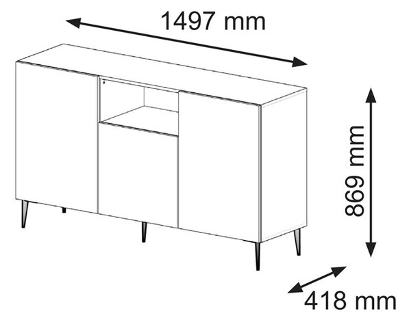Komoda z lamelami dąb artisan + czarny L6-S70