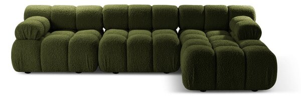Zielony narożnik modułowy z materiału bouclé (prawostronny) Bellis – Micadoni Home