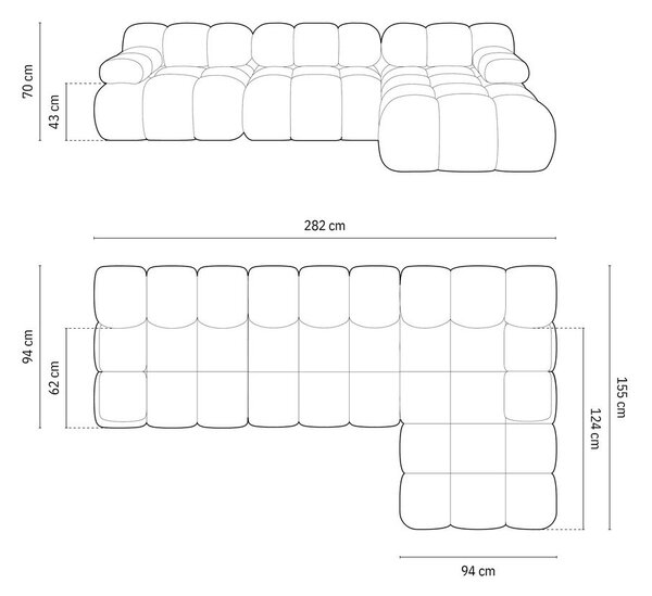Zielony narożnik modułowy z materiału bouclé (prawostronny) Bellis – Micadoni Home