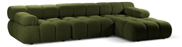 Zielony narożnik modułowy z materiału bouclé (prawostronny) Bellis – Micadoni Home