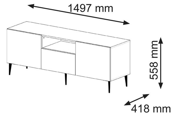 Szafka na TV dąb artisan z czarnymi lamelami D1-P35