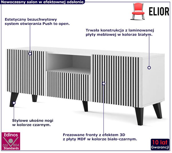 Biało-czarna szafka rtv z lamelami Z6-C31