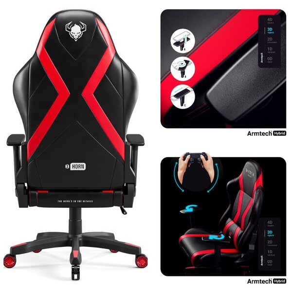 Fotel dla graczy Diablo X-Horn 2.0 King Size czarno-czerwony
