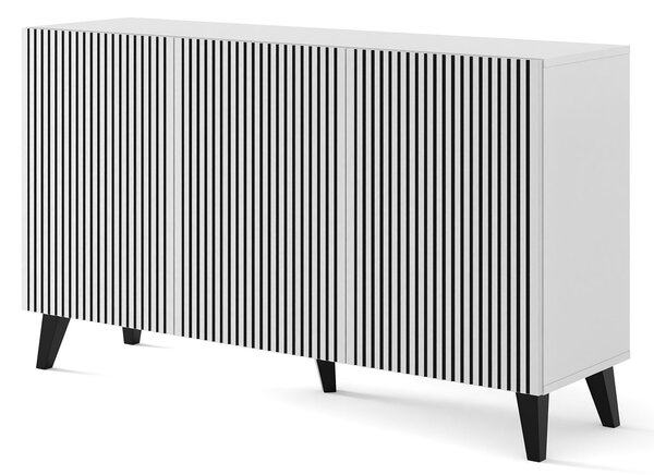 Biało-czarna komoda z lamelami 150 cm M3-Z07