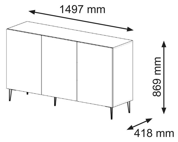 Biało-czarna komoda z lamelami 150 cm M3-Z07