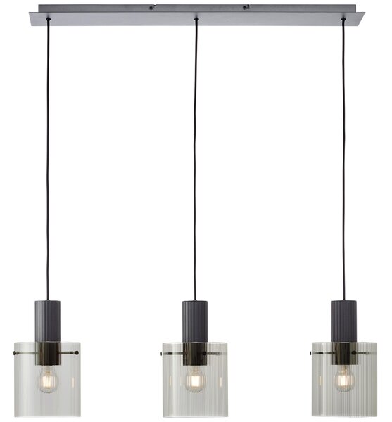 Nowoczesna lampa sufitowa, 3 szklane klosze z ryflowaniem