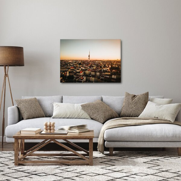 Obraz zachodu słońca nad Žižkov (70x50 cm)