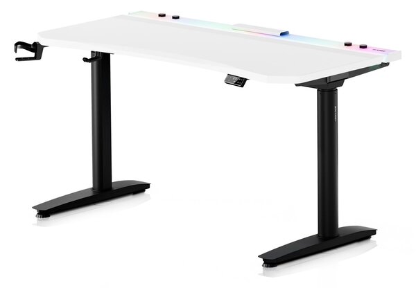 Elektryczne biurko dla graczy RGB Diablo X-Forge, 140x70 cm, biało-czarne