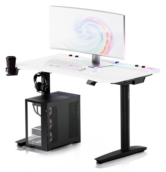 Biurko gamingowe elektryczne RGB Diablo X-Forge, 120x70 cm, biało-czarne