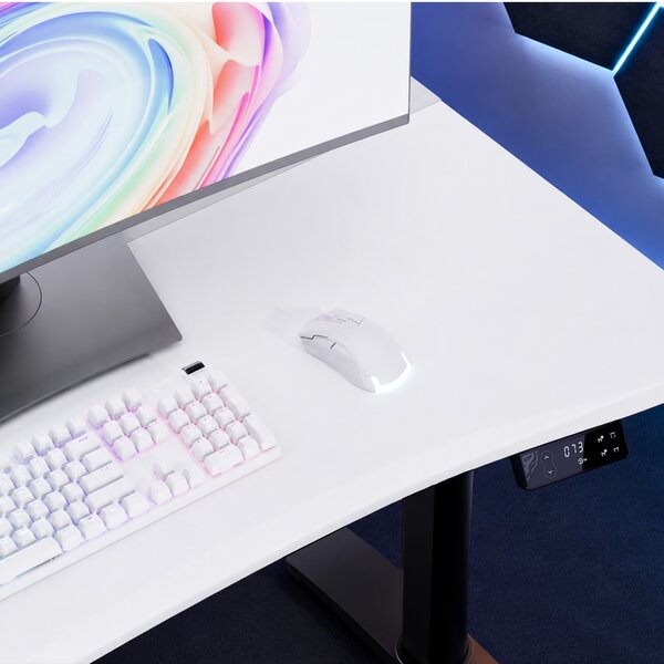 Biurko gamingowe elektryczne RGB Diablo X-Forge, 120x70 cm, biało-czarne