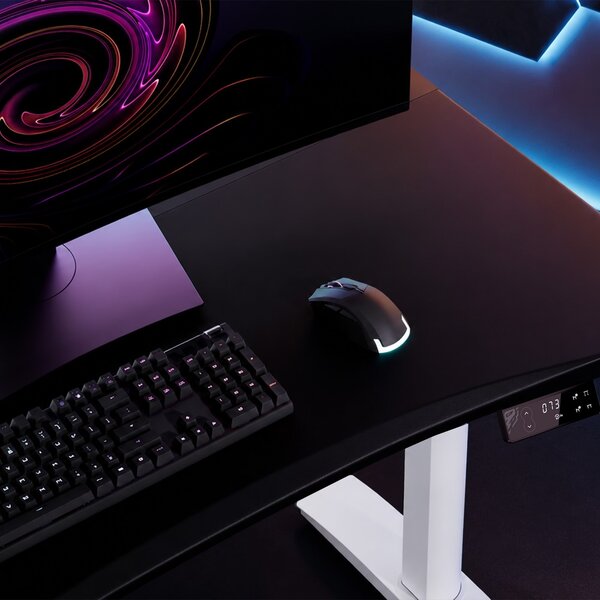 Elektryczne biurko dla graczy RGB Diablo X-Forge, 140x70 cm, czarno-białe