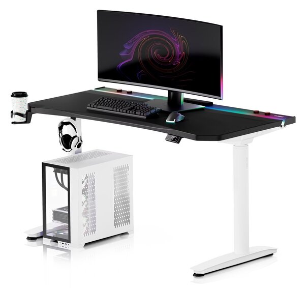 Elektryczne biurko dla graczy RGB Diablo X-Forge, 140x70 cm, czarno-białe