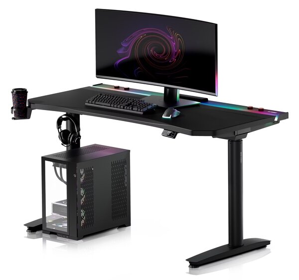 Elektryczne biurko dla graczy RGB Diablo X-Forge, 140x70 cm, czarne