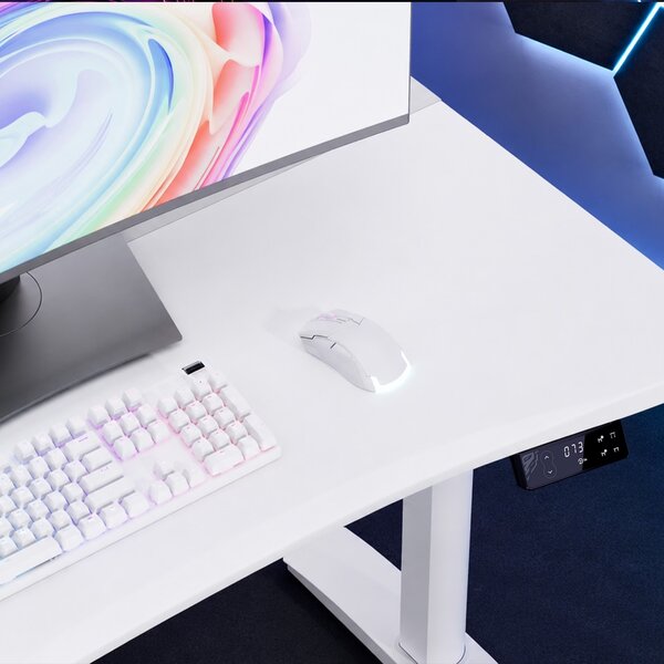 Elektryczne biurko dla graczy RGB Diablo X-Forge, 140x70 cm, białe