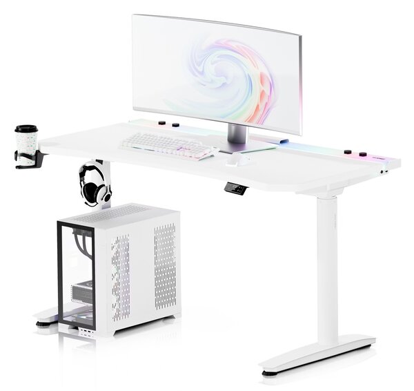 Elektryczne biurko dla graczy RGB Diablo X-Forge, 140x70 cm, białe