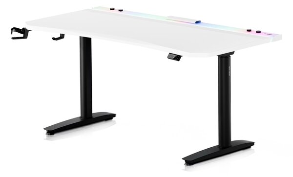 Biurko gamingowe RGB z regulacją wysokości Diablo X-Forge, 160x70 cm, biało-czarne