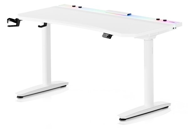 Elektryczne biurko dla graczy RGB Diablo X-Forge, 140x70 cm, białe