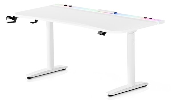 Biurko gamingowe RGB z regulacją wysokości Diablo X-Forge, 160x70 cm, białe