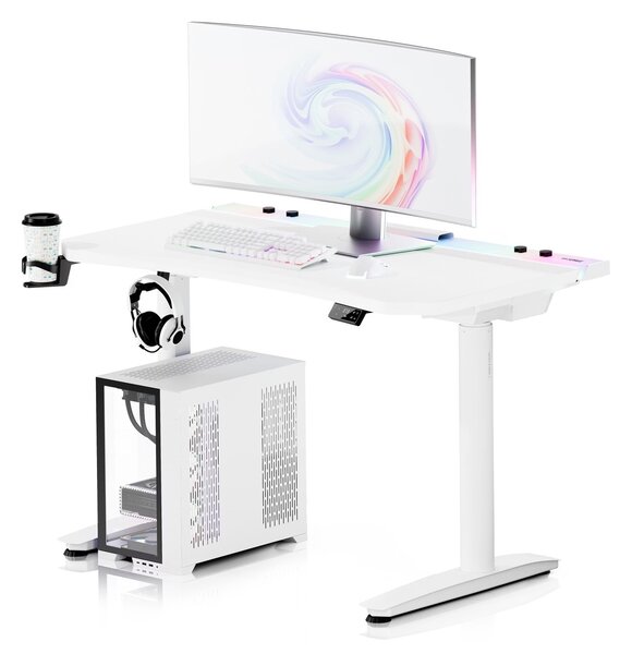 Biurko gamingowe elektryczne RGB Diablo X-Forge, 120x70 cm, białe