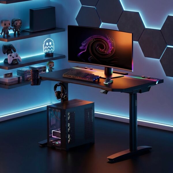Biurko gamingowe elektryczne RGB Diablo X-Forge, 120x70 cm, czarne