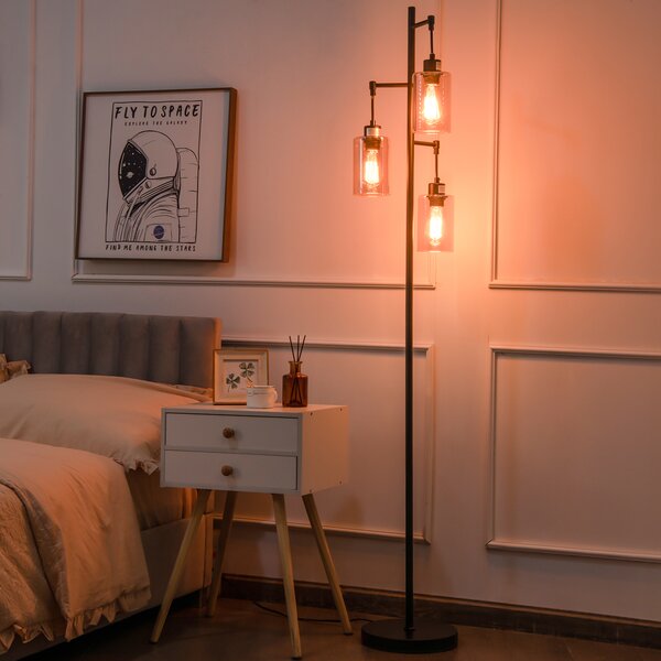 Lampa podłogowa z 3 wiszącymi kloszami