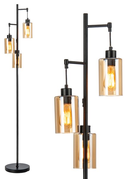 Lampa podłogowa z 3 wiszącymi kloszami