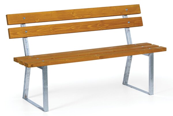 Ławka parkowa STANDARD z oparciem, ocynkowana, 1500 mm, limba